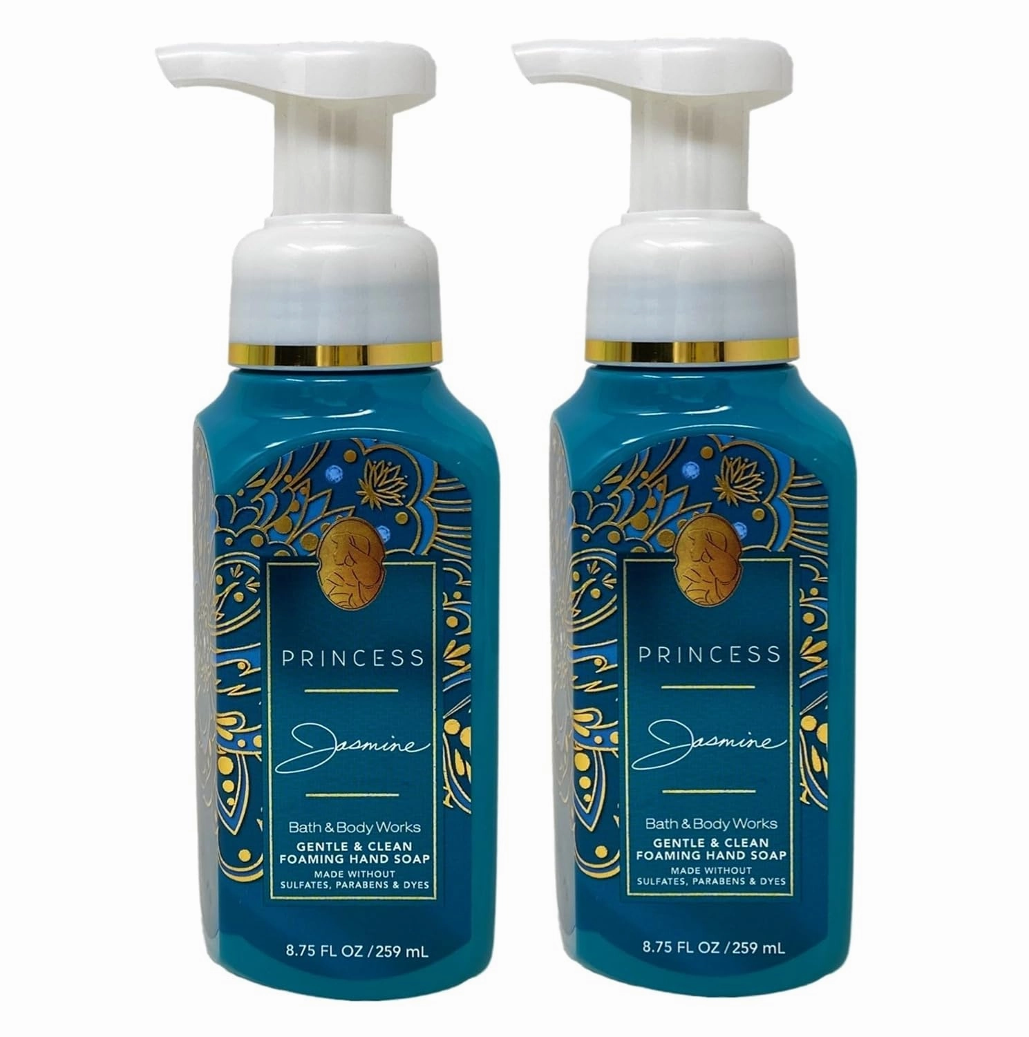 Bath and Body Work Limited Edition Princess Collection Jasmine 2 Pack Gentle and Clean Foaming Hand Soap - 8.75 fl oz / 259 mL each