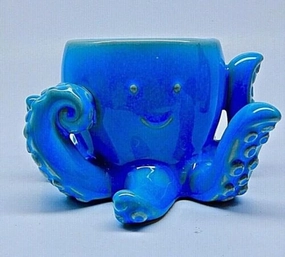 Bath and Body Works Blue Ceramic Octopus Foaming Hand Soap Holder Sleeve
