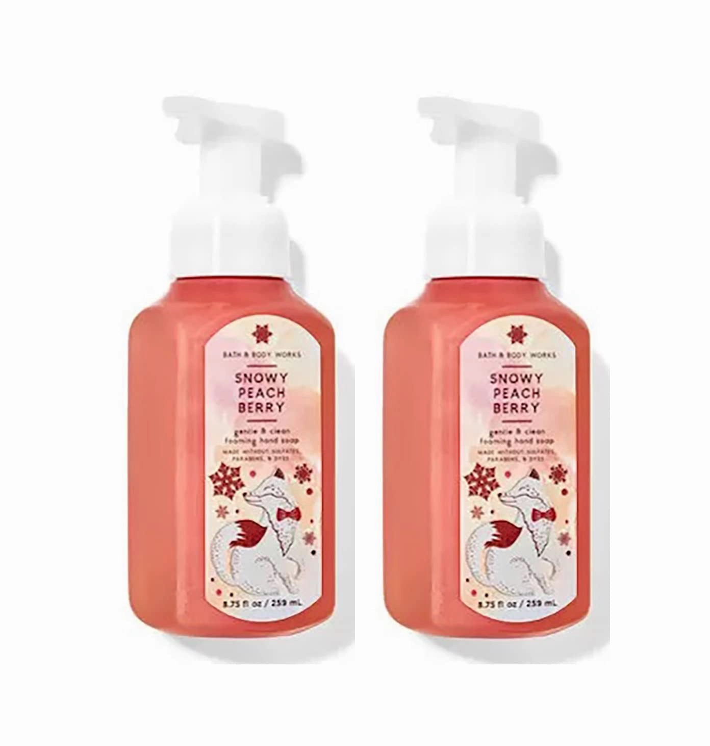 Bath and Body Works Gentle Foaming Hand Soap 8.75 Ounce 2-Pack (Snowy Peach Berry)