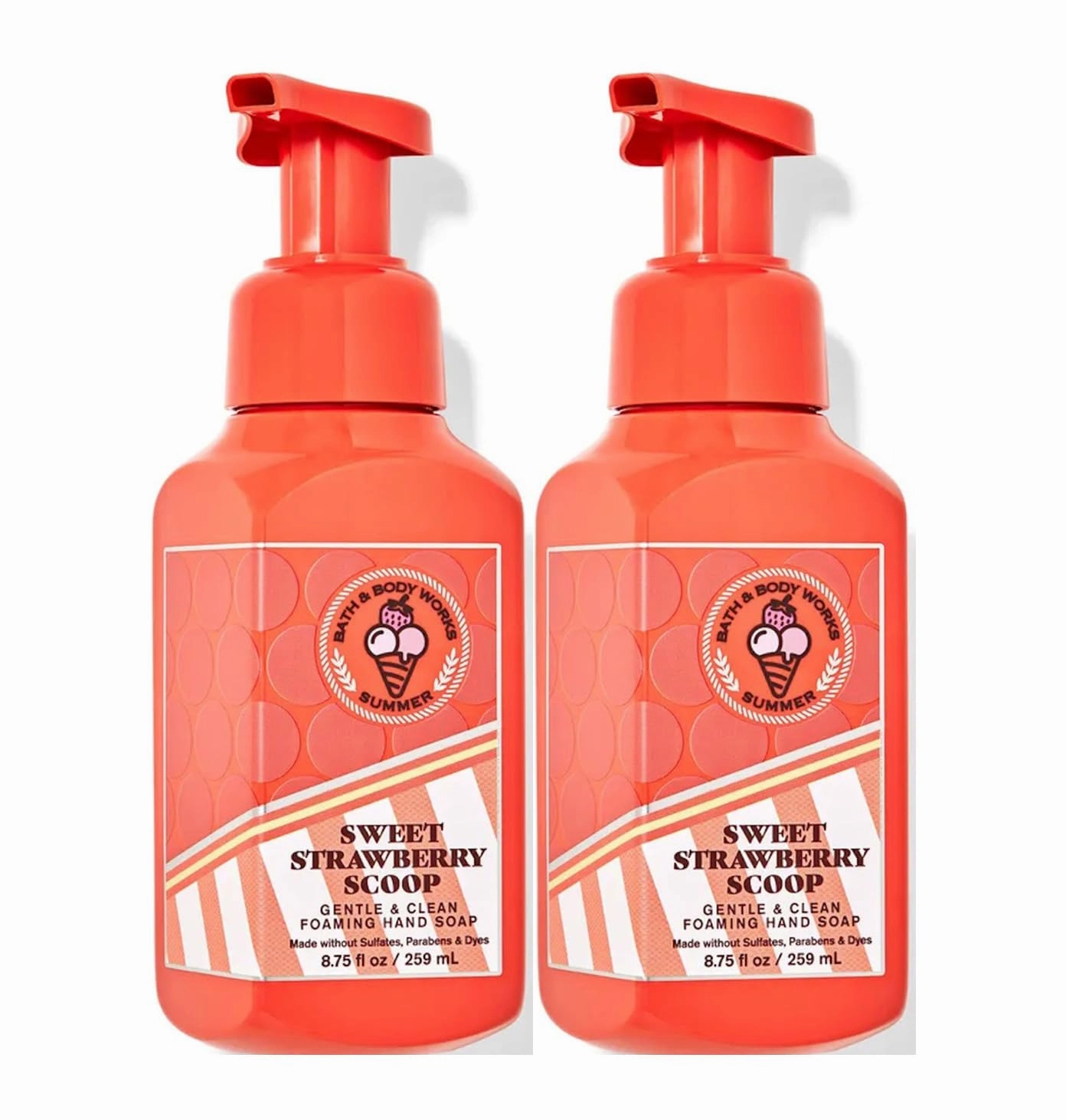Bath and Body Works Gentle Foaming Hand Soap 8.75 Ounce 2-Pack (Sweet Strawberry Scoop)