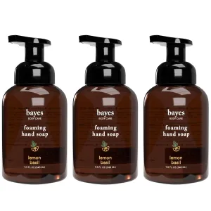 Bayes Foaming Hand Soap - Aromatic and Nourishing Hand Wash, Infused with Essential Oils - USDA Certified Biobased - 11.5 Ounce, Lemon Basil, 3 Pack