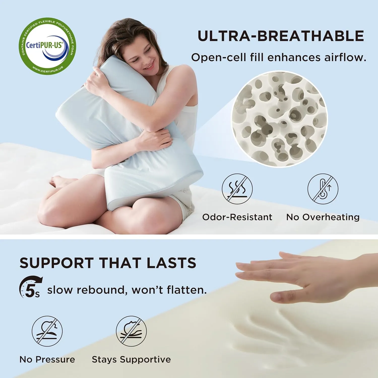 Bedsure Cervical Neck Pillow for Sleeping, Odorless Memory Foam with Cool-Touch Ice Pillowcases, Ergonomic Contour Pain Relief, Dorm Neck Support Pillows for Side, Back, Stomach Sleepers