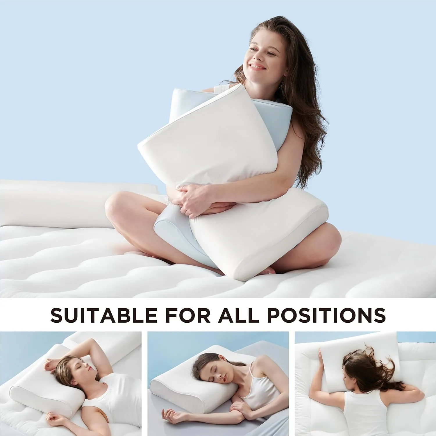 Bedsure Pillow for Neck Pain Relief - Ergonomic Odorless Memory Foam Cervical Contour Neck Support Orthopedic Pillow for Side, Back, Stomach Sleeper