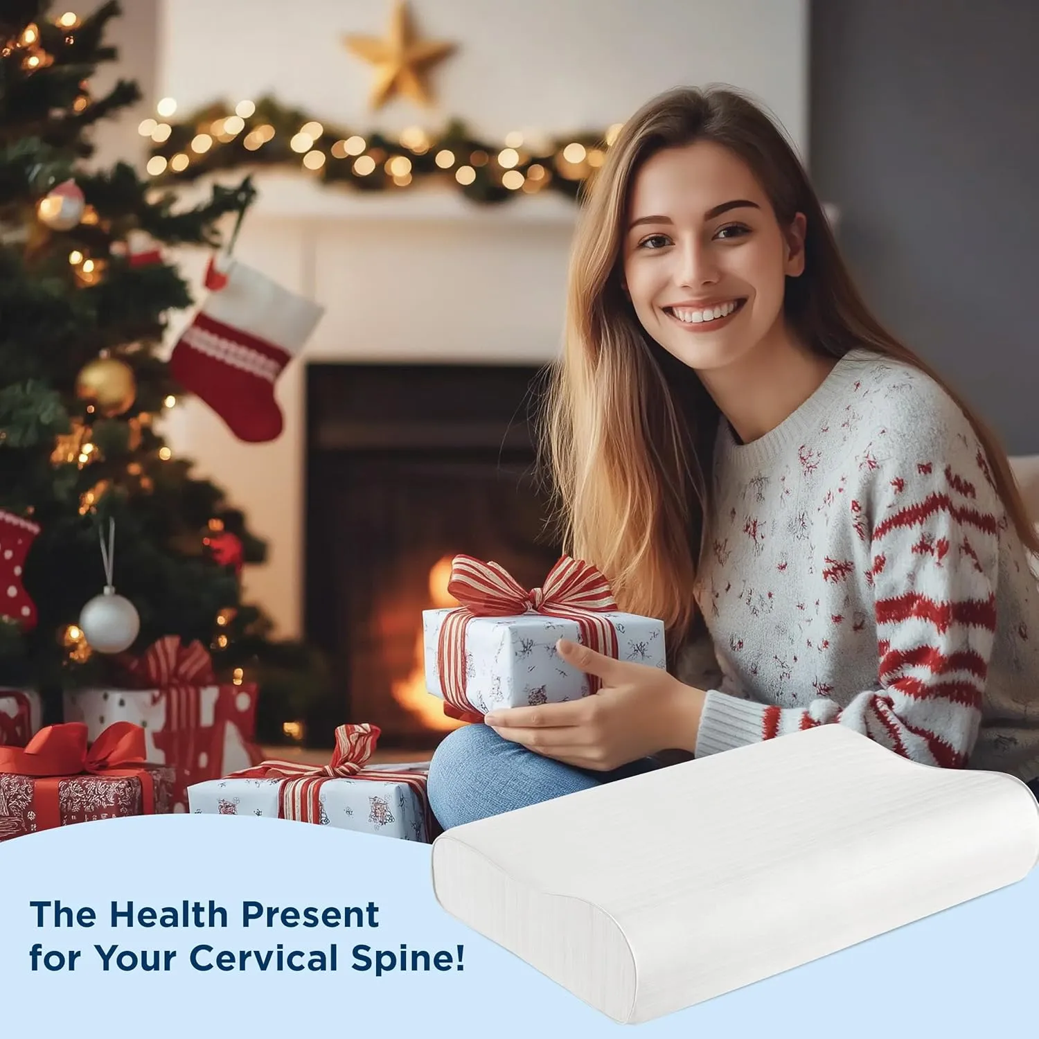 Bedsure Pillow for Neck Pain Relief - Ergonomic Odorless Memory Foam Cervical Contour Neck Support Orthopedic Pillow for Side, Back, Stomach Sleeper