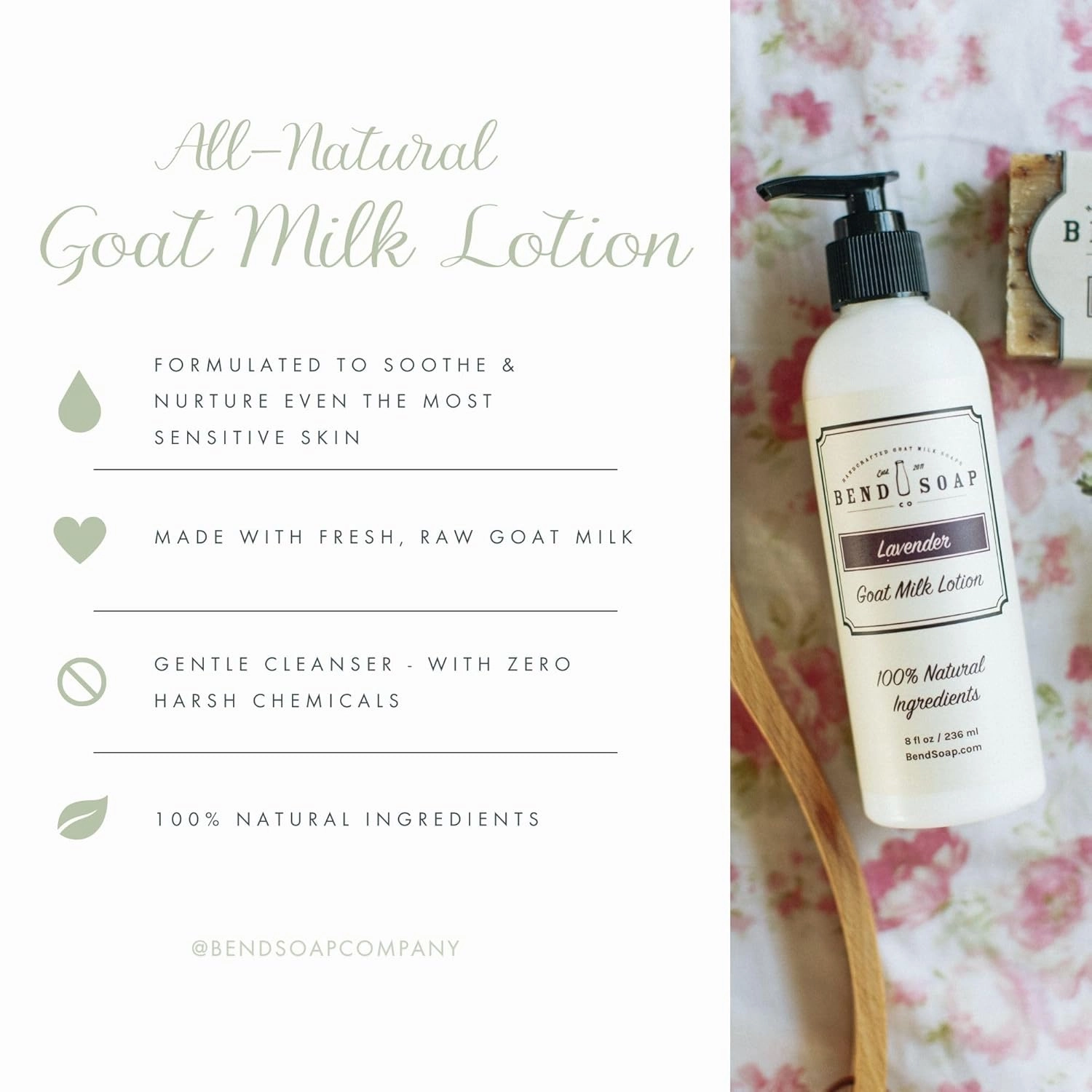 Bend Soap Company Unscented Goat Milk Lotion 3-Pack (8oz x 3) - Gentle Formula for Sensitive Skin (Unscented)