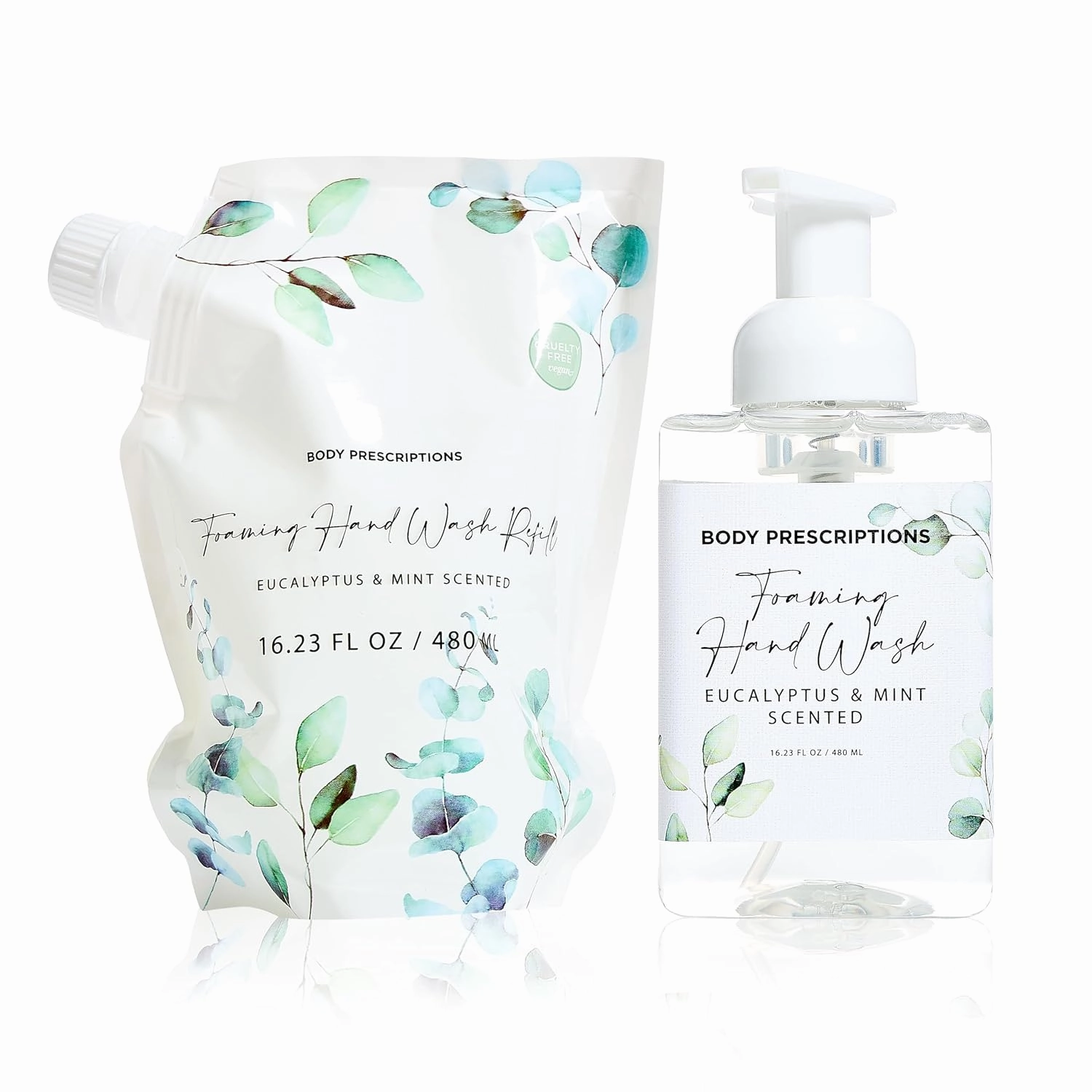 Body Prescriptions Gentle Deep Cleansing for Soft Clean Hands, Foaming Hand Soap, Eucalyptus and Mint