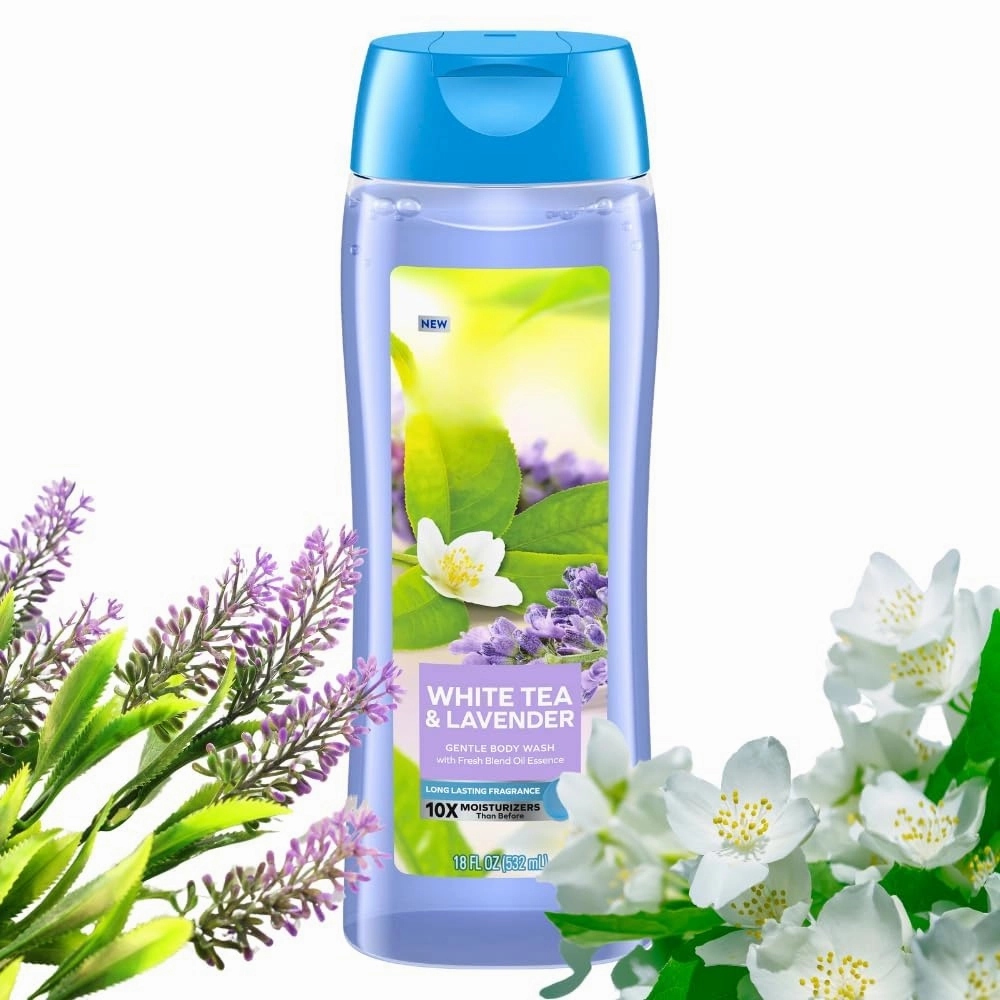Body Wash with White Tea and Lavender, 18 oz, Moisturizing Gentle Cleanser