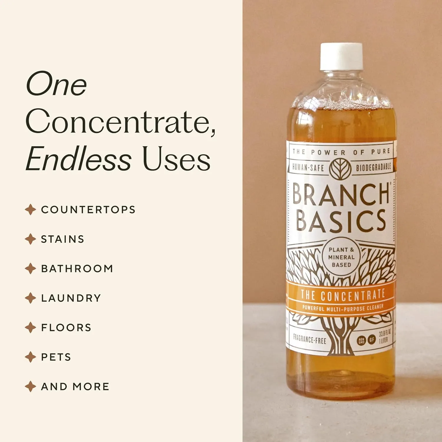 Branch Basics Concentrate REFILL- Multi-surface All Purpose Cleaner Concentrate - Laundry, Kitchen, and Bathroom Cleaner (33.8 Oz) Fragrance-Free
