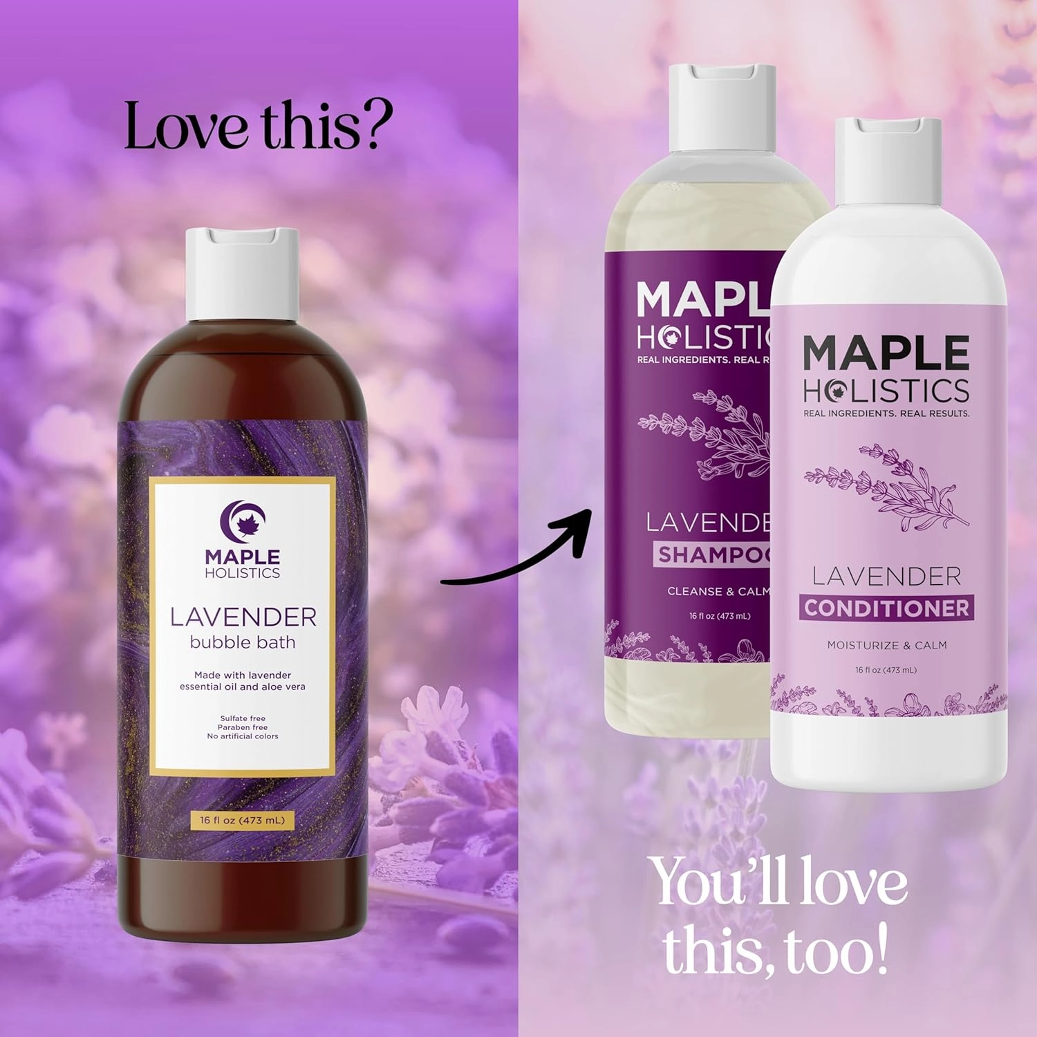 Bubble Bath for Women, Men and Teens - Lavender Hybrid, Gentle, and Safe for Sensitive Skin - With Vitamin E and Aloe Vera, 16 oz.