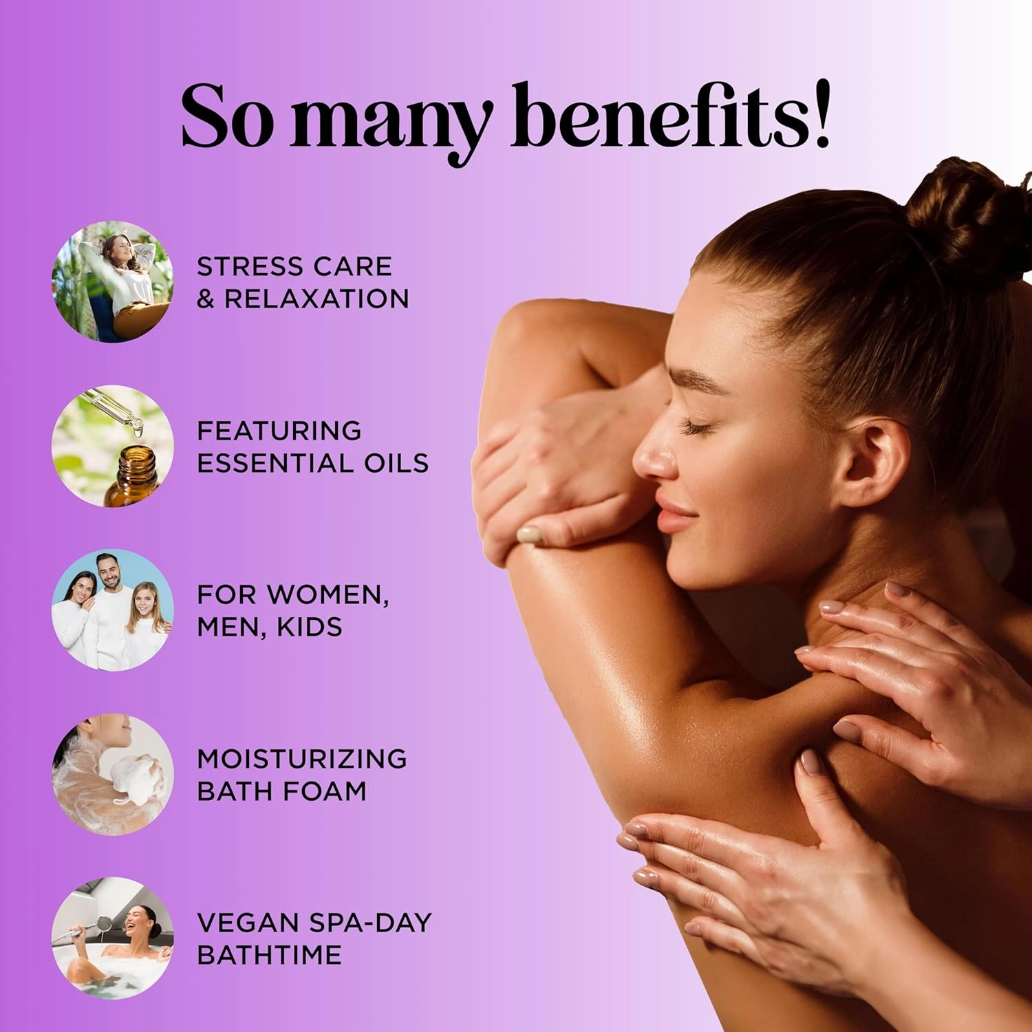 Bubble Bath for Women, Men and Teens - Lavender Hybrid, Gentle, and Safe for Sensitive Skin - With Vitamin E and Aloe Vera, 16 oz.