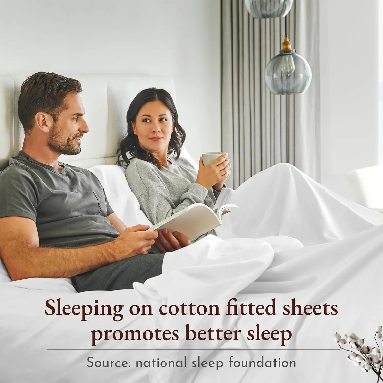 California Design Den 100% Organic Cotton King Fitted Sheet Only, Percale, Deep Pocket, Lightweight, Snug-Fit, All Around Elastic, 1 Pc Deep King Size Fitted Sheet (Creamy Ivory)