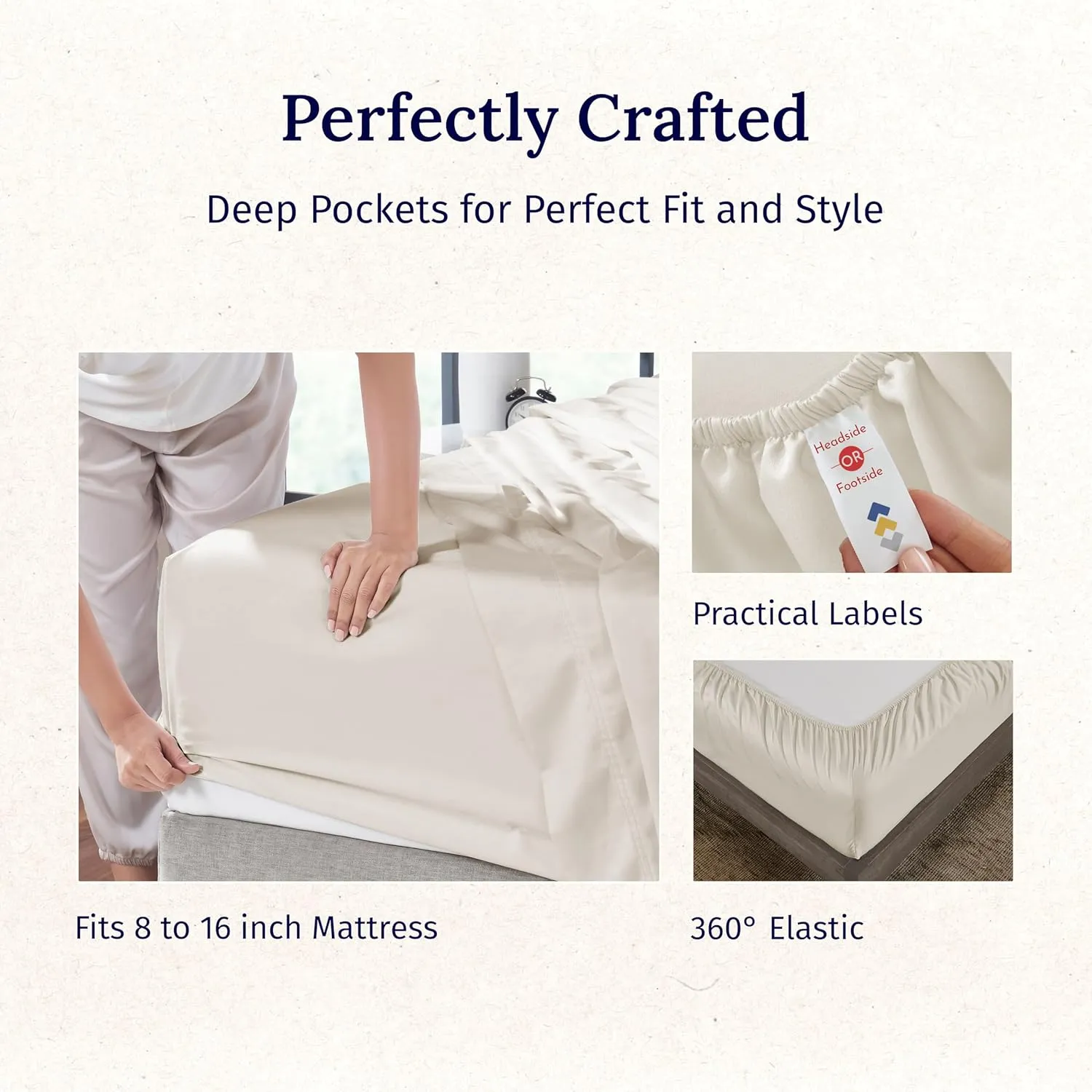 California Design Den - Luxury Full Size Sheet Set - 100% Cotton, 600 Thread Count Deep Pocket Full Size Bed Sheets, Cooling Hotel-Quality Sheets with Sateen Weave - Creamy Ivory