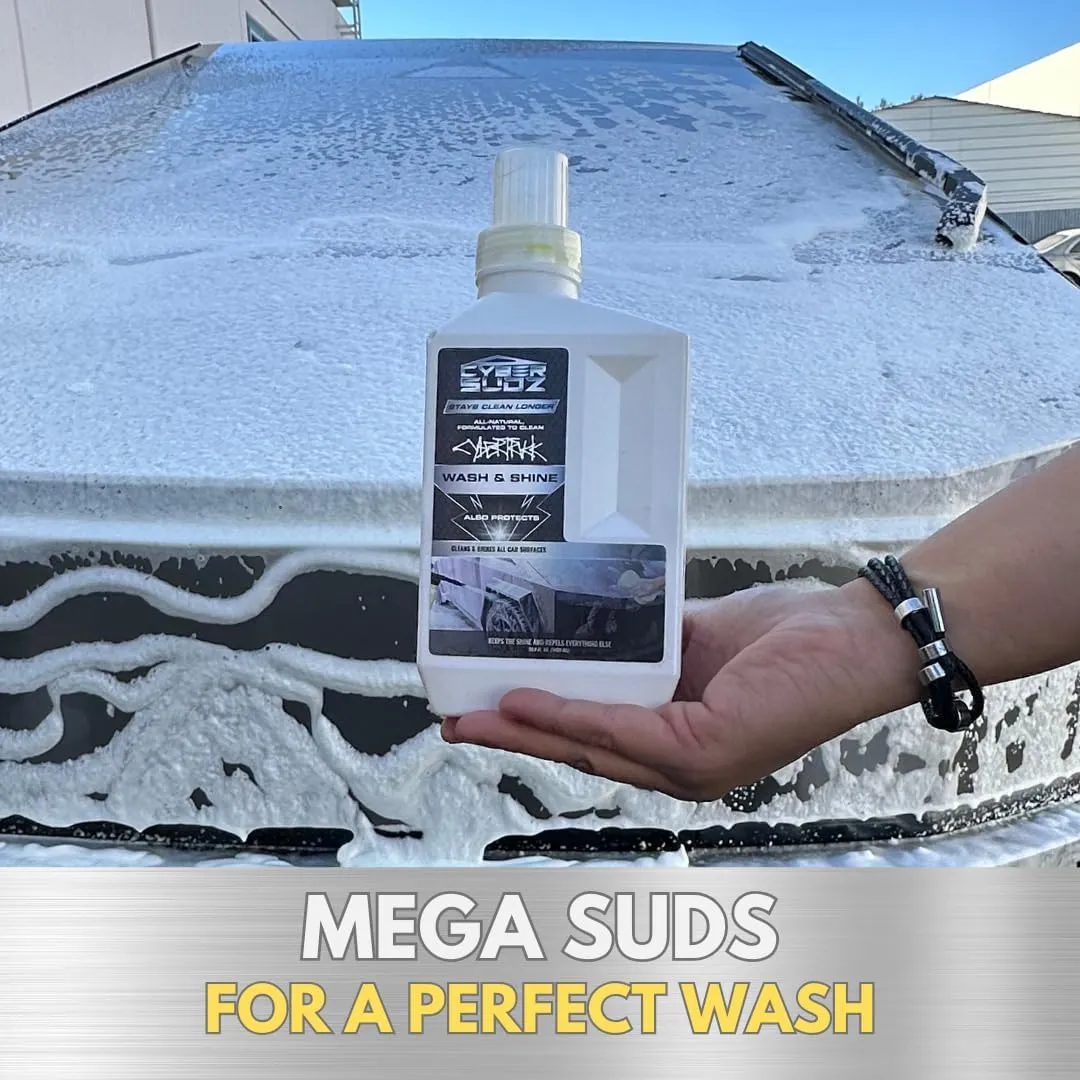 Car Wash & Shine, Soap Formulated for Tesla CyberTruck Stainless Steel Cleaning, Removes Fingerprints, Bird Droppings, Streak-Free Finish | Highly Concentrated. Made in USA. 33.8 Fl. Oz.