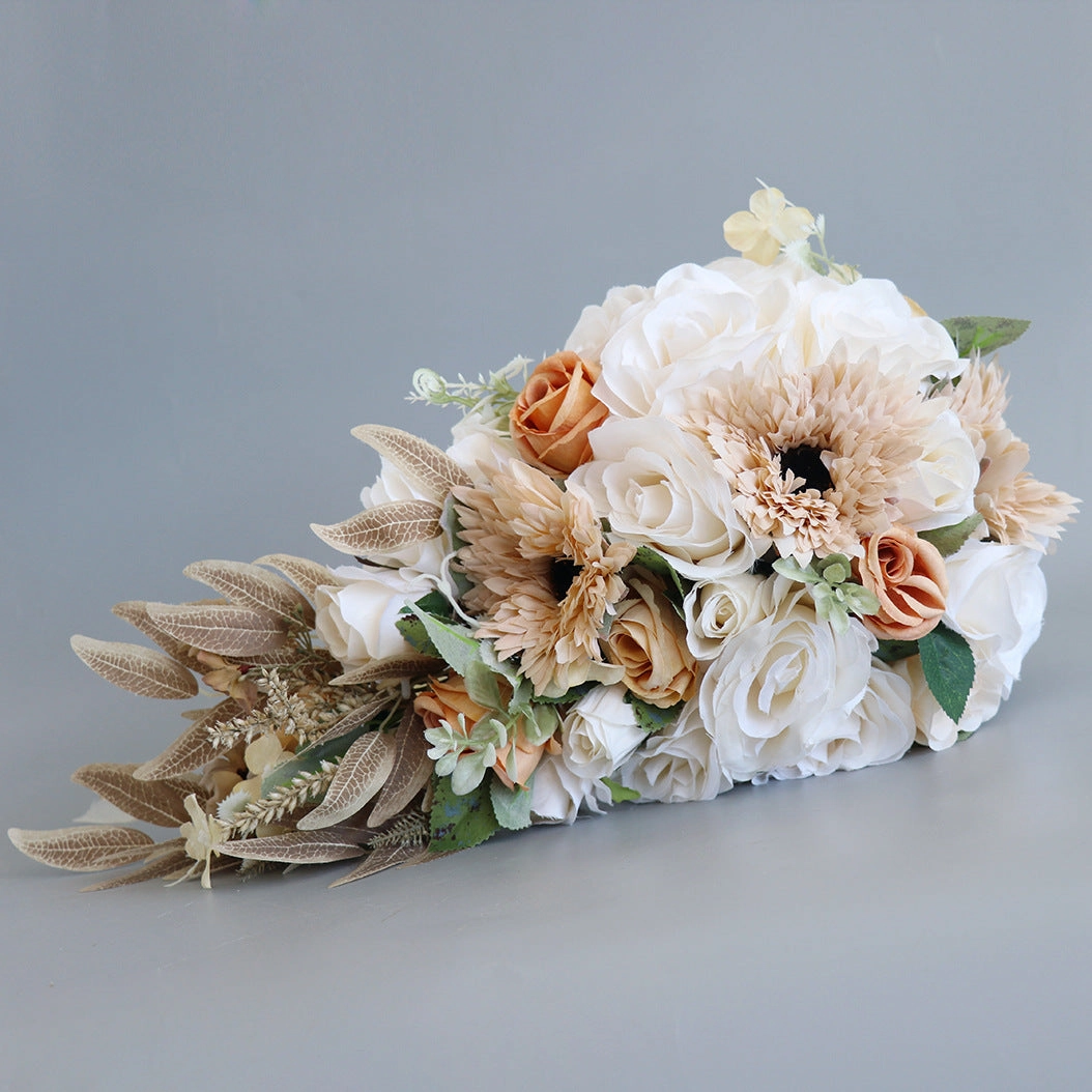 Cascade Bridal Bouquet Champagne Brown for Wedding Party Proposal