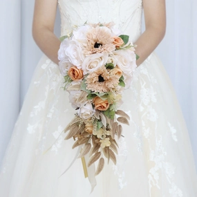 Cascade Bridal Bouquet Champagne Brown for Wedding Party Proposal