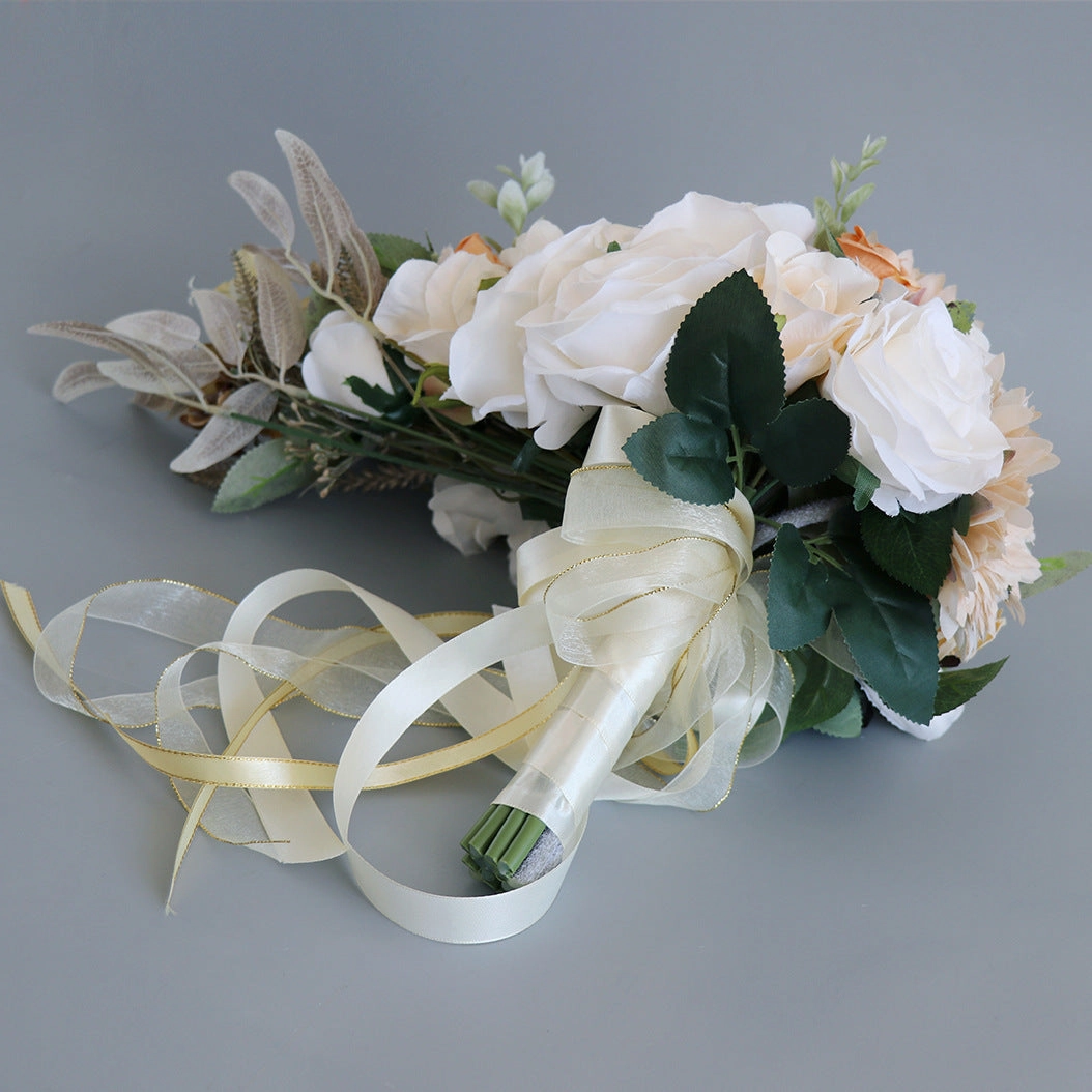 Cascade Bridal Bouquet Champagne Brown for Wedding Party Proposal