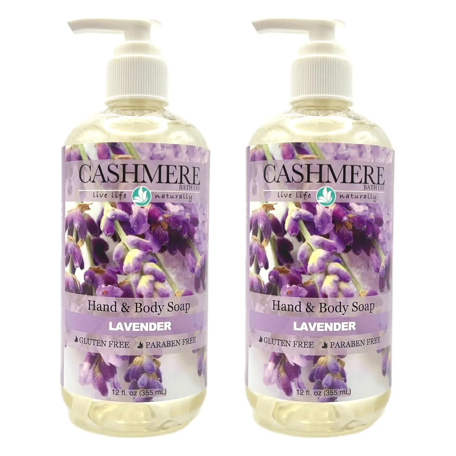 Cashmere Bath Hand and Body Liquid Soap - Lavender Scent | Rich foaming lather | Paraben-free | Plant Based Ingredients | | 12oz pump bottle | Pack of 2