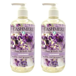Cashmere Bath Hand and Body Liquid Soap - Lavender Scent | Rich foaming lather | Paraben-free | Plant Based Ingredients | | 12oz pump bottle | Pack of 2