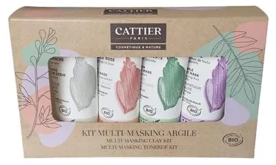 Cattier Organic Clay Multi-Masking Kit face mask. Exfoliates, purifies, soothes, illuminates.