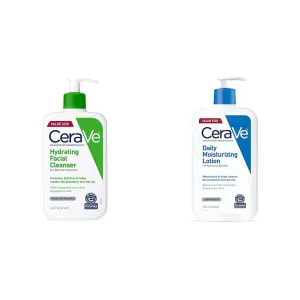 CeraVe Hydrating Facial Cleanser   Daily Moisturizing Lotion Bundle | Non-Foaming Face Wash with Hyaluronic Acid and 3 Essential Ceramides | Fragrance Free Body and Facial Moisturizer
