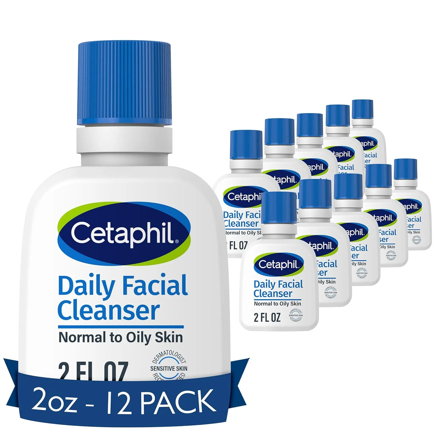 Cetaphil Face Wash, Travel Size Toiletries, Daily Facial Cleanser for Sensitive, Combination to Oily Skin, 2 oz 12 Pack, Gentle Foaming, Soap Free, Hypoallergenic