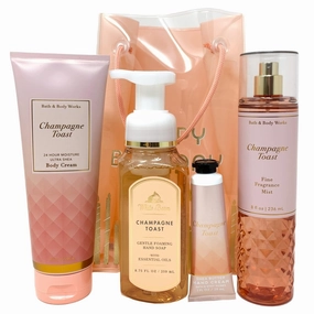 Champagne Toast 5 Piece Birthday Gift Set - Includes Fine Fragrance Mist, Ultra Shea Body Cream, Gentle Foaming Hand Soap, Shea Butter Hand Cream, and Birthday Bag - Full Size