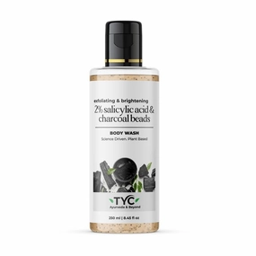 Charcoal Body Wash for Exfoliating And Skin Brightening With 2% Salicylic Acid And Charcoal Beads,Vegan - 250 ml (Pack of 1)
