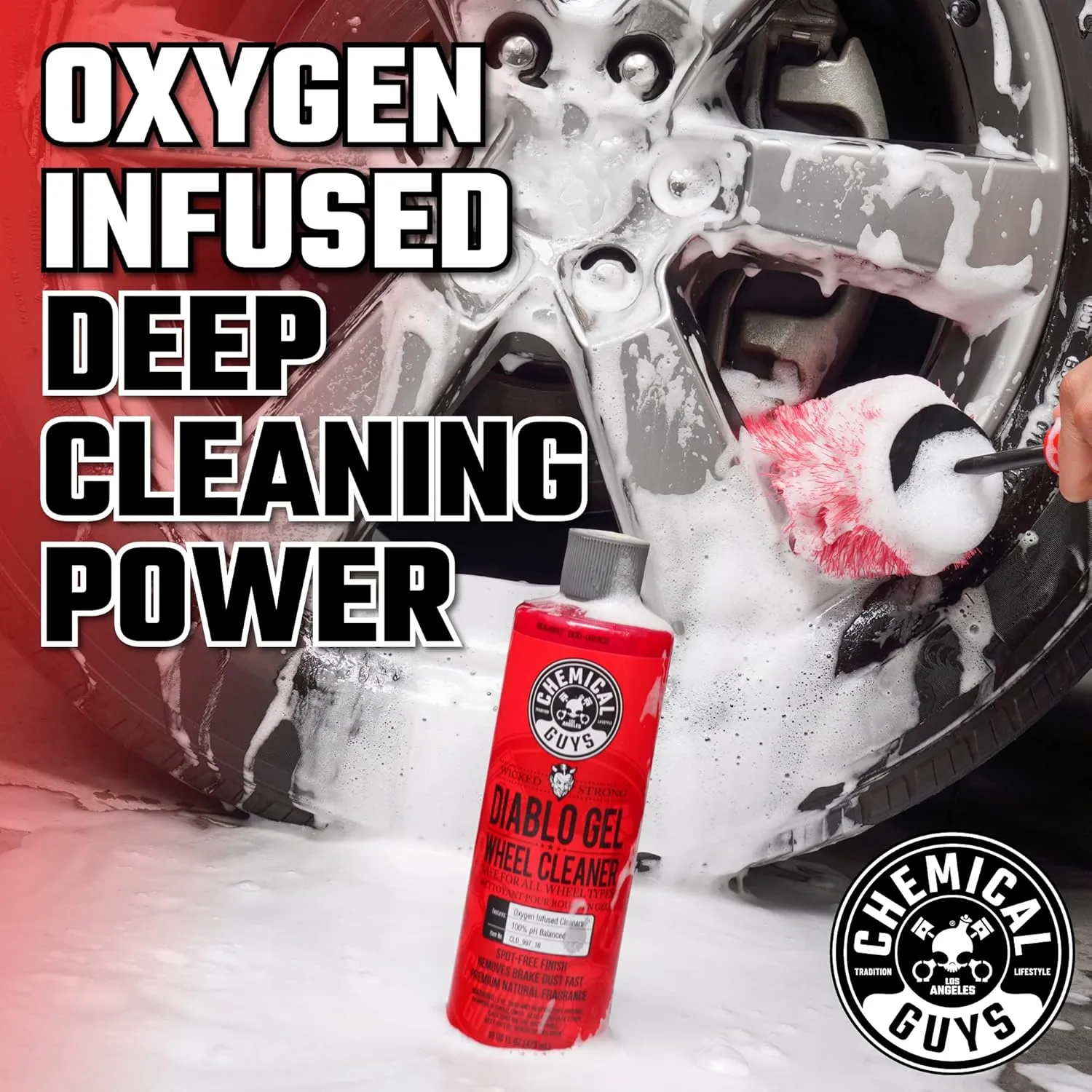 Chemical Guys CLD_997_16 Diablo Gel Oxygen Infused Foam Wheel And Rim Cleaner, Concentrated (Safe on All Wheel & Rim Finishes), for Cars, Trucks, SUVs, Motorcycles, RVs & More 16 fl oz