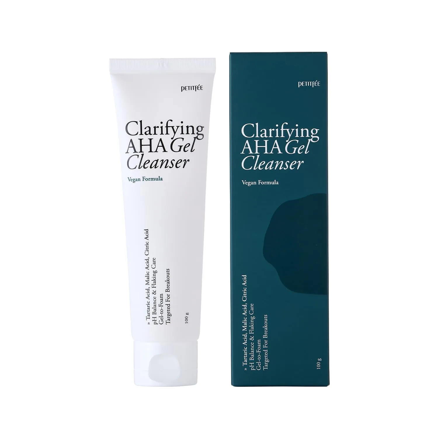 Clarifying AHA Gel Cleanser 3.38 fl. oz. (100ml) - Vegan Facial Cleansing Foam with Triple-AHA, BHA, LHA, Mild Exfoliating Cleanser, Tea Tree Leaf, Centella Asiatica, Madecassoside, Calming, Soothing