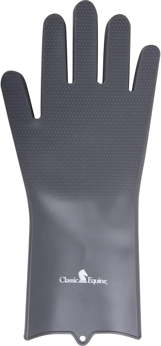 Classic Equine Grooming Wash Gloves, Grey