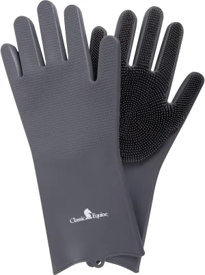 Classic Equine Grooming Wash Gloves, Grey