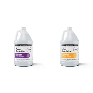 Clean Revolution Foaming Hand Soap Refill Supply Container. Natural Lavender and Dreamy Citrus Fragrances, 128 Fl Oz Each