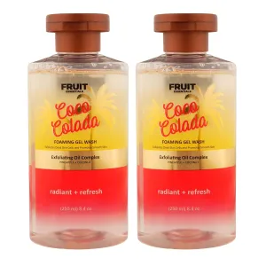 Coco Colada Foaming Gel Body Wash | Exfoliating Oil Complex with Coconut & Pineapple | Gently Exfoliates & Promotes Smooth Skin | 250ml (Pack Of 2)