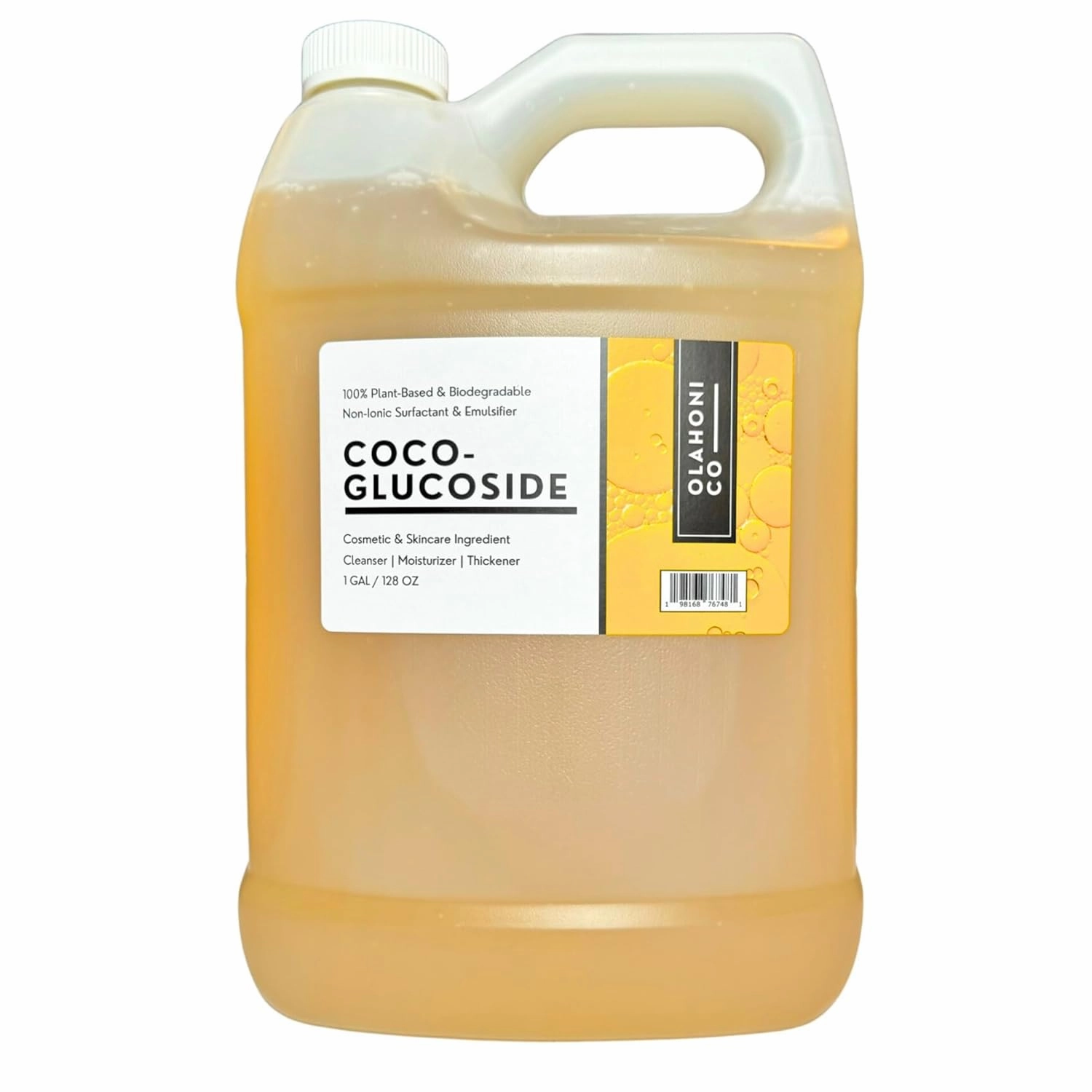 Coco Glucoside Surfactant 1 Gallon - Natural Foaming Cleanser - Plant Derived - Biodegradable - For Formulations and DIY Skin Care - For Shower Gels, Body Soap, Shampoos, Face Cleansers