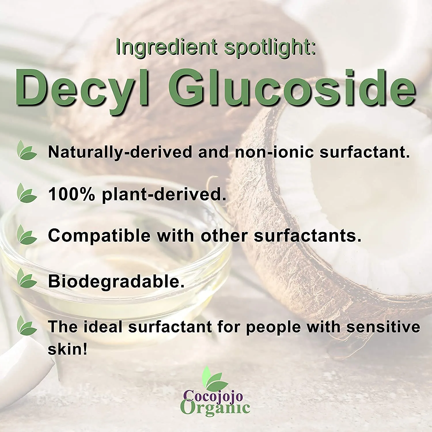 Cocojojo Decyl Glucoside Natural Surfactant - Surfactants for Soap Making, Lauryl Glucoside, DIY Shower Gel, Skin Care, Body and Face Wash, Plant Derived, Natural - 1 Gallon (Pack of 1)