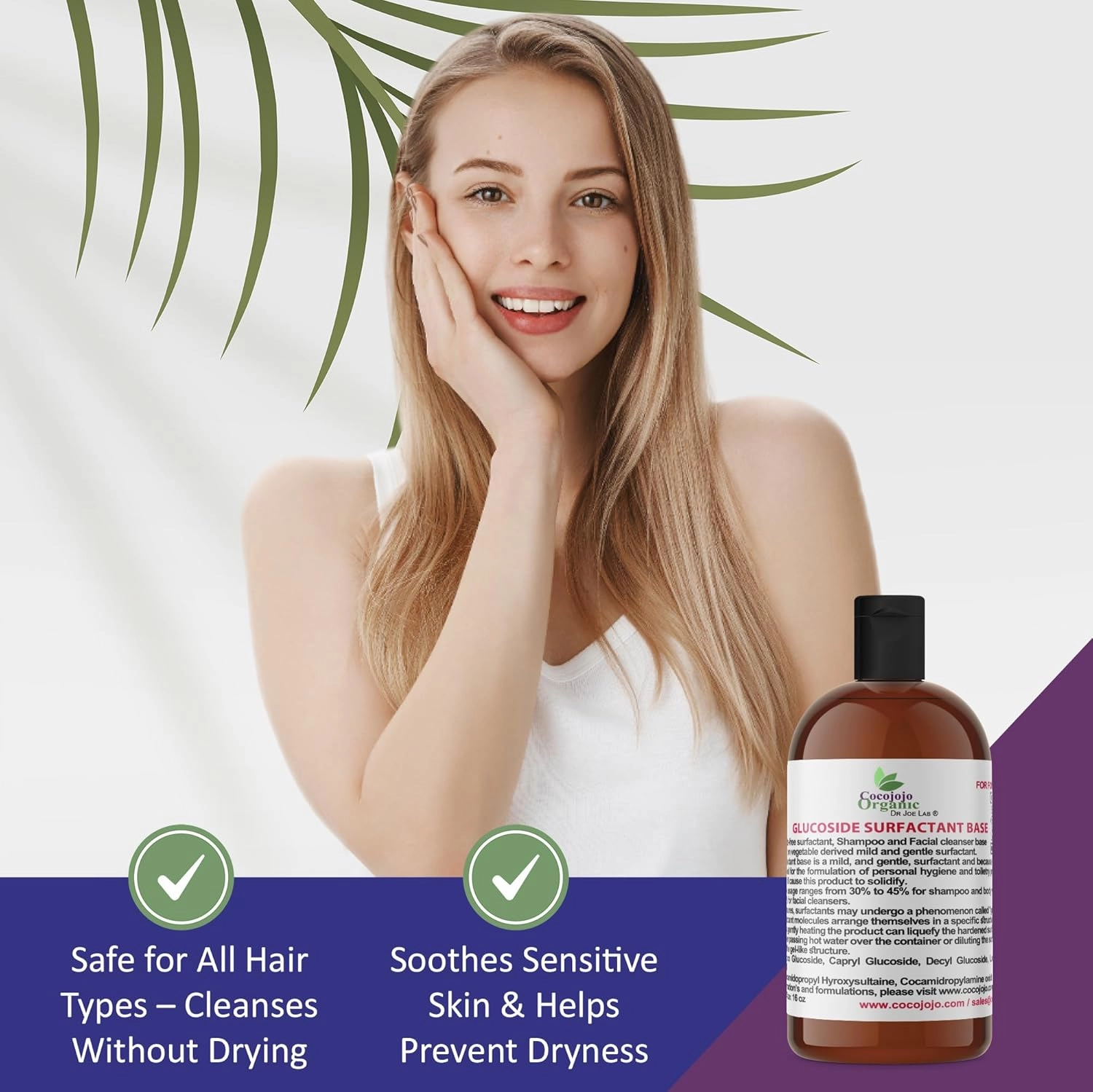 cocojojo Coco Glucoside Natural Surfactant - Surfactants for Soap Making DIY Shower Gel, Skin Care, Body and Face Wash, Plant Derived, Natural - 16 Oz