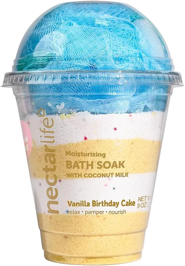 Coconut Milk Bath Soak, Salt Bath, Bubble Bath, Natural Detox Foaming Body Soak, Foot Soak, Vegan Body Skin Care, 9 oz. (Vanilla Sugar)