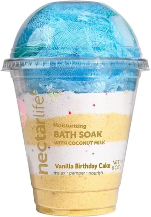 Coconut Milk Bath Soak, Salt Bath, Bubble Bath, Natural Detox Foaming Body Soak, Foot Soak, Vegan Body Skin Care, 9 oz. (Vanilla Sugar)
