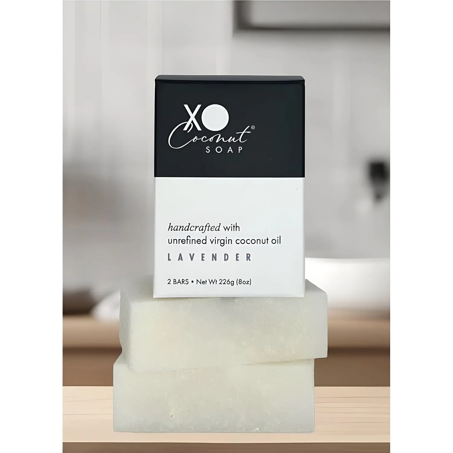 Coconut Oil Bar Soap Handcrafted Organic Natural Face Body Hands Vegan Scented Lavender Essential Oil - 2 Bars, 4oz Each