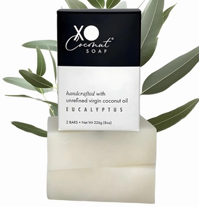 Coconut Oil Bar Soap Handcrafted Organic Natural Face Body Hands Vegan Scented Eucalyptus Essential Oil - 2 Bars, 4 Ounces Each