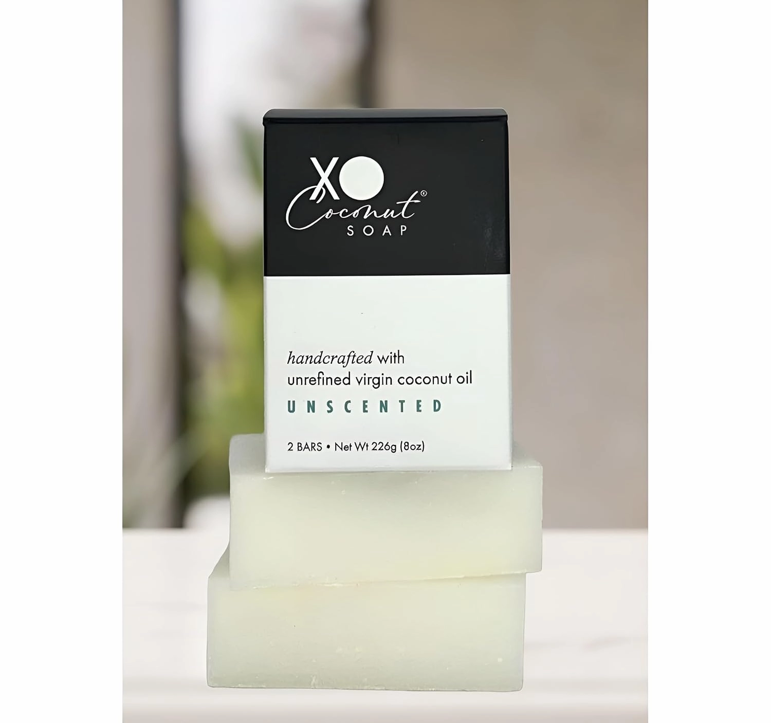 Coconut Oil Bar Soap Handcrafted Organic Natural Face Body Hands Vegan Unscented - 2 Bars, 4 Ounces Each