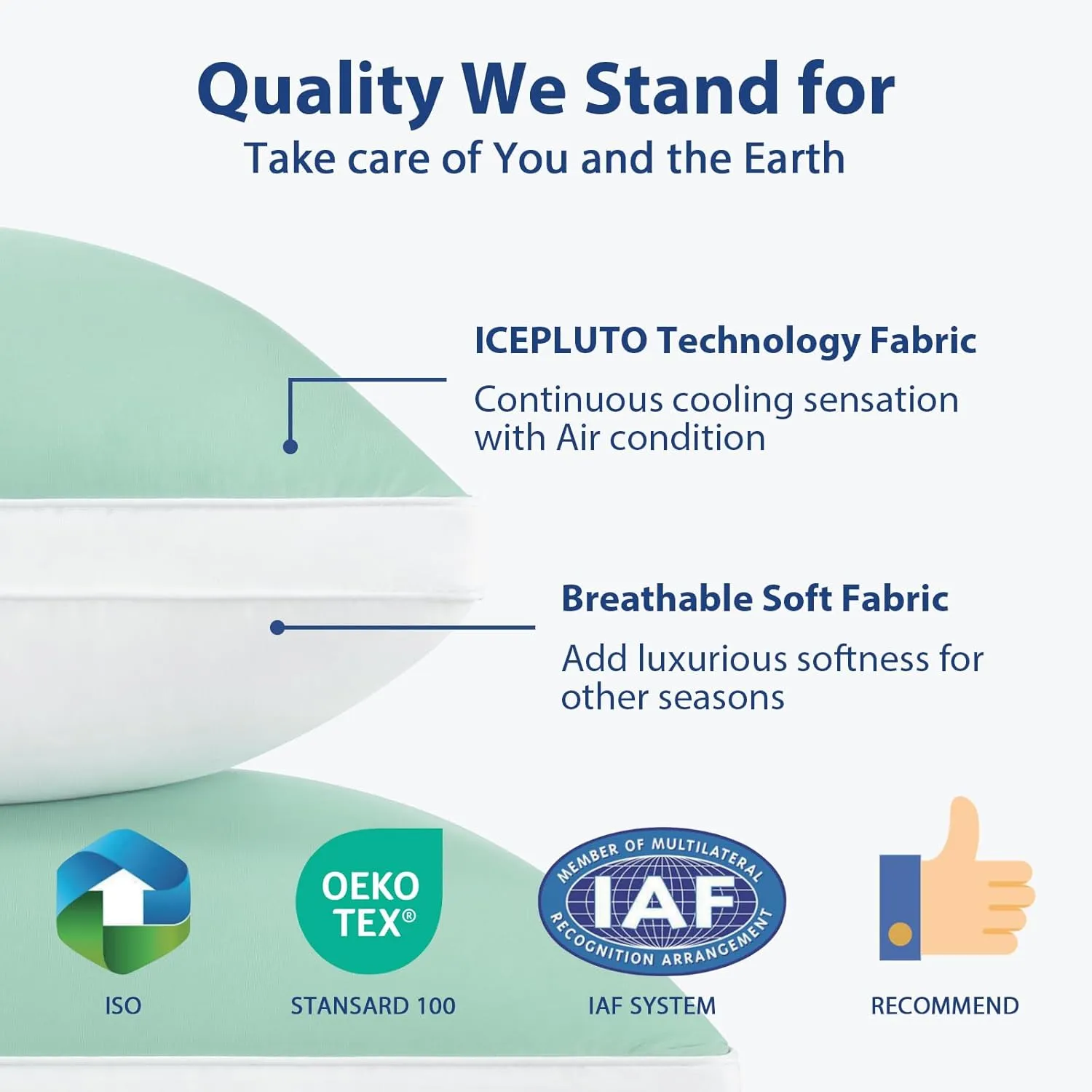 Cooling Bed Pillows King Size Set of 2, Cool for Hot Sleepers, Soft Gusseted Hotel Down Alternative Pillow 2 Pack for Side Back Stomach Sleeper, Supportive, Pain Relief, ICY Green, 20" x 34"