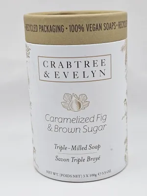 Crabtree & Evelyn Caramelized Fig & Brown Sugar Triple-Milled Soap, 3 Bars, 3.5 Oz Ea.