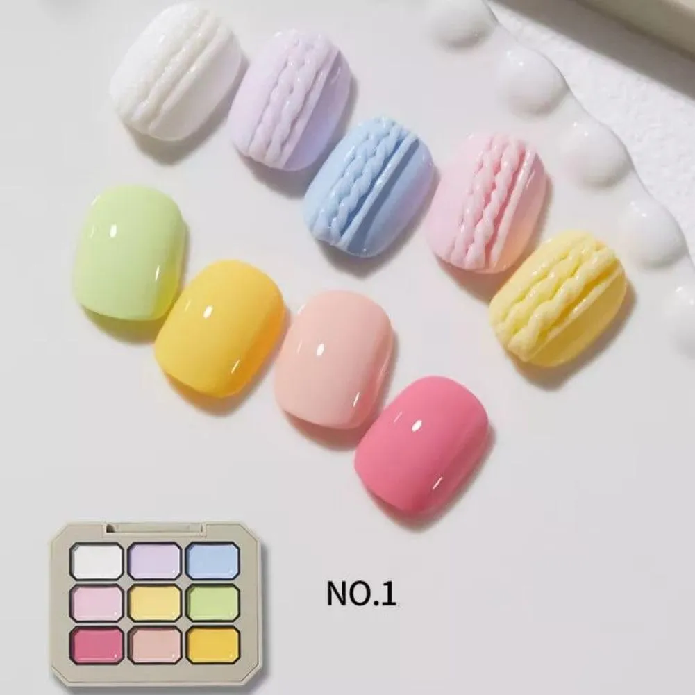Creamy Colorful Nail Polish Set, Nine-Square Grid Solid Gel Glue Gel Nail Polish, Summer Gel Nail Polish Colors, Long Lasting Solid Nail Polish Palette For Girls (A2)