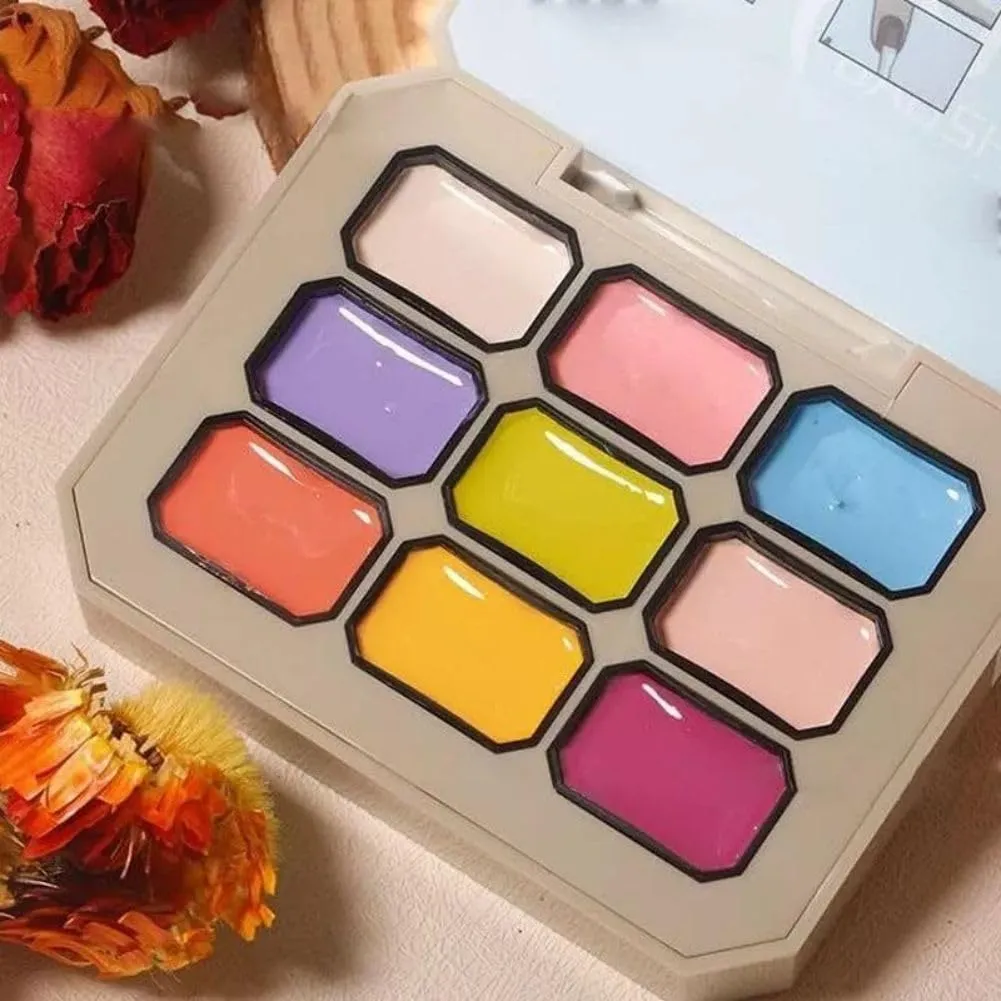 Creamy Colorful Nail Polish Set, Nine-Square Grid Solid Gel Glue Gel Nail Polish, Summer Gel Nail Polish Colors, Long Lasting Solid Nail Polish Palette For Girls (A2)