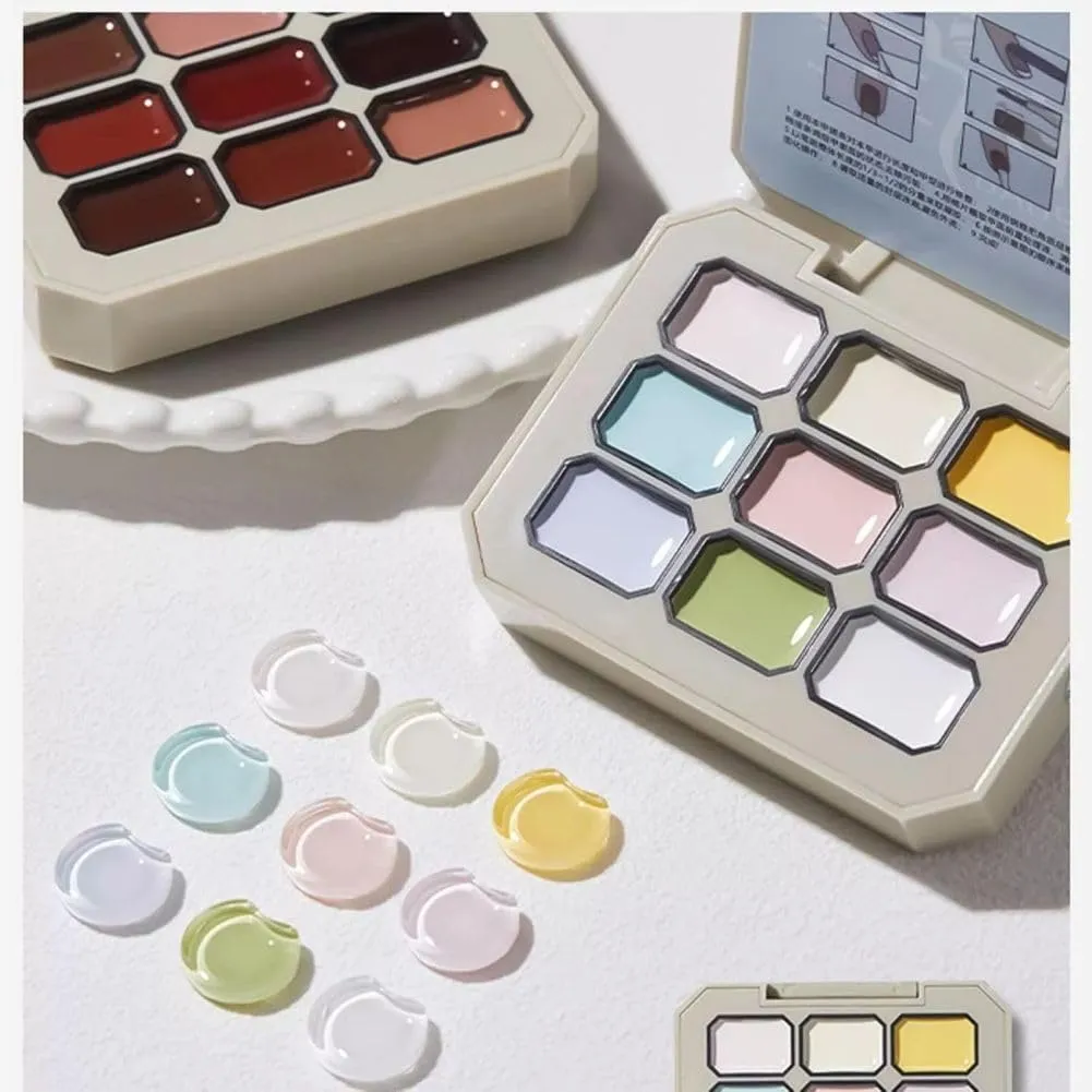 Creamy Colorful Nail Polish Set, Nine-Square Grid Solid Gel Glue Gel Nail Polish, Summer Gel Nail Polish Colors, Long Lasting Solid Nail Polish Palette For Girls (A2)