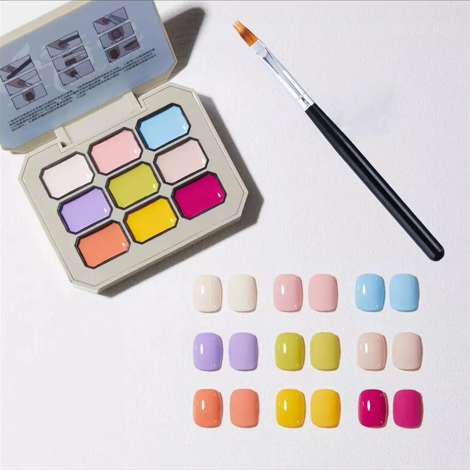 Creamy Colorful Nail Polish Set, Nine-Square Grid Solid Gel Glue Gel Nail Polish, Summer Gel Nail Polish Colors, Long Lasting Solid Nail Polish Palette For Girls (A2)