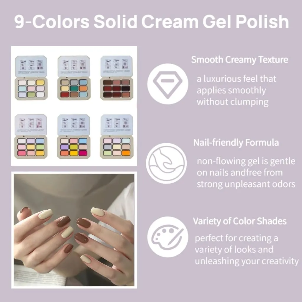 Creamy Colorful Nail Polish Set, Solid Gel Nail Polish Palette, Gel Paint for Nail Art Drawing Art Design for Home DIY for Date/Party/Woman/Girls/Friend(Song of Love)