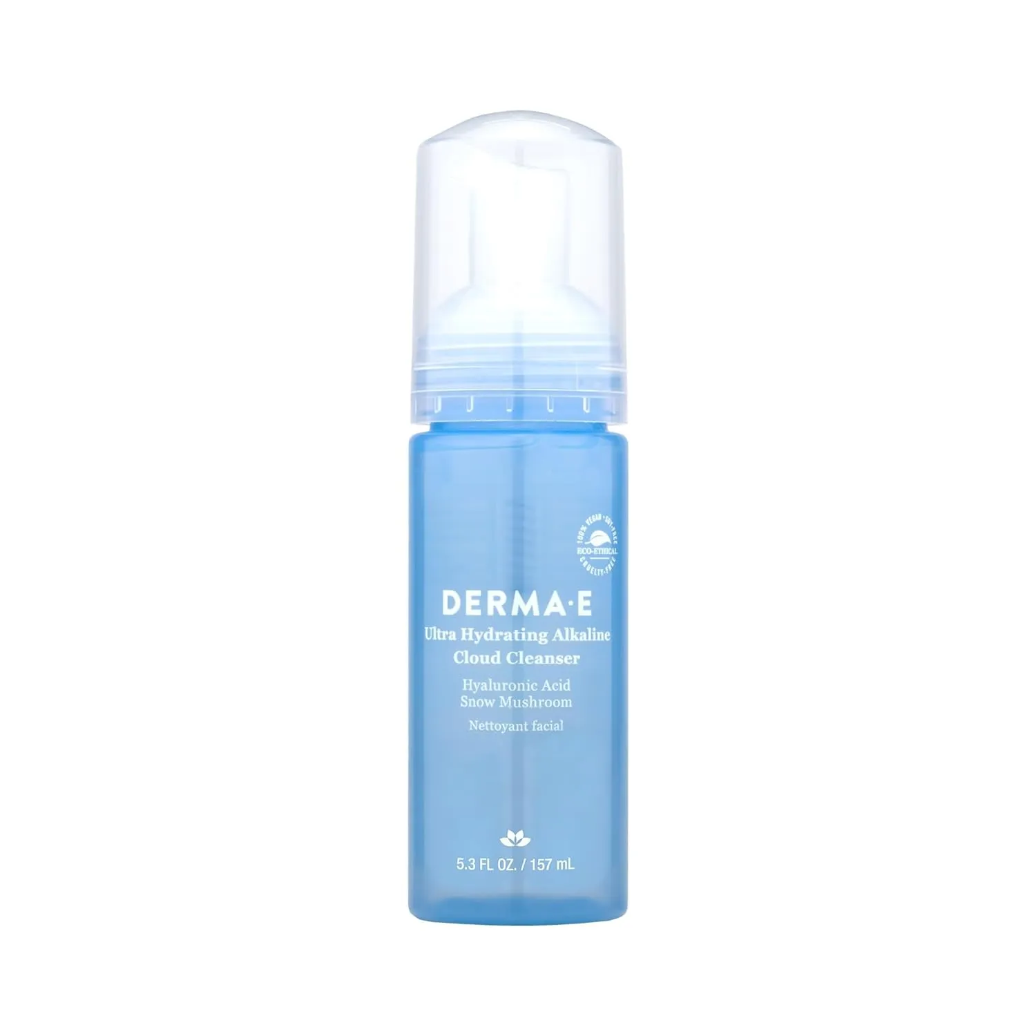 Derma E Ultra Hydrating Alkaline Cloud Cleanser – Gentle Foaming Face Wash with Hyaluronic Acid – Vegan Daily Facial Cleansing, 5.3 Oz