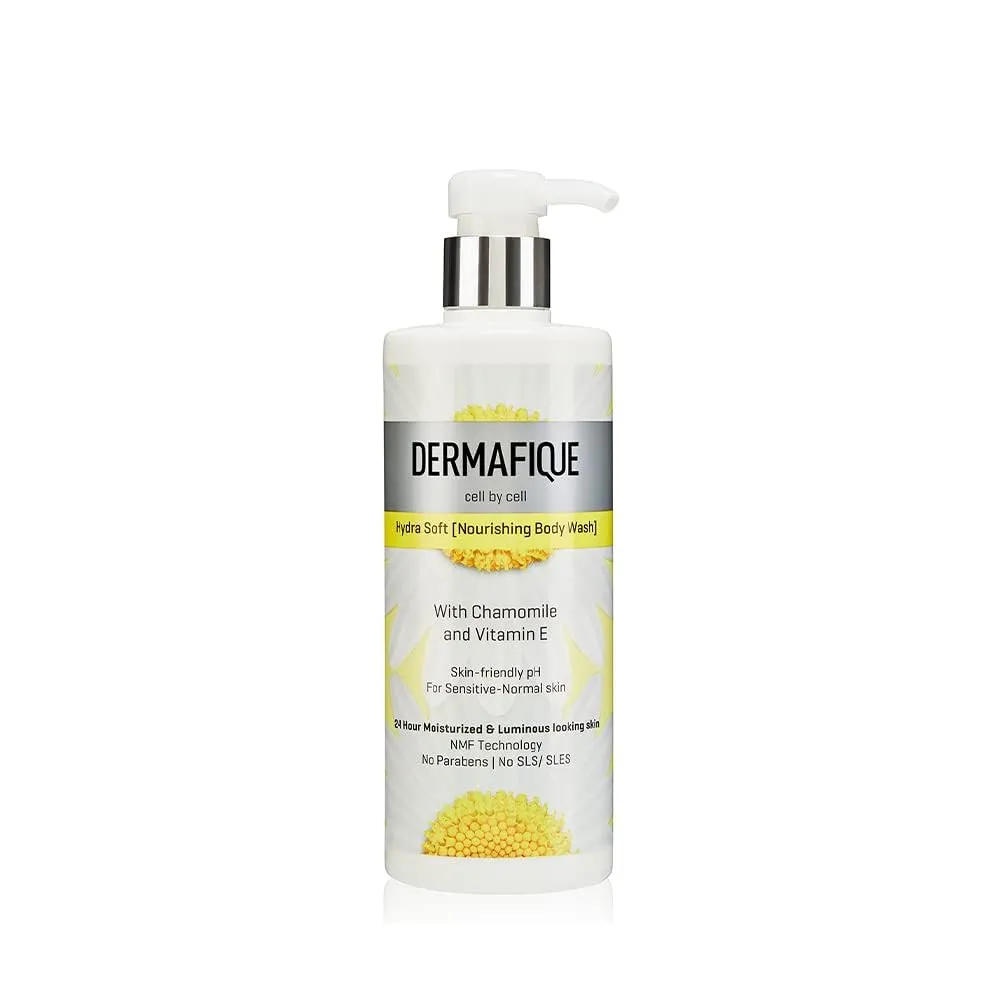 Derme-fique Hydra Soft Nourishing Body Wash – 500ml, Showergel for Women & Men, No Parabens/SLS/SLES, With Vitamin E & Chamomile, Suitable for Sensitive - Normal Skin | Dermatologist Tested